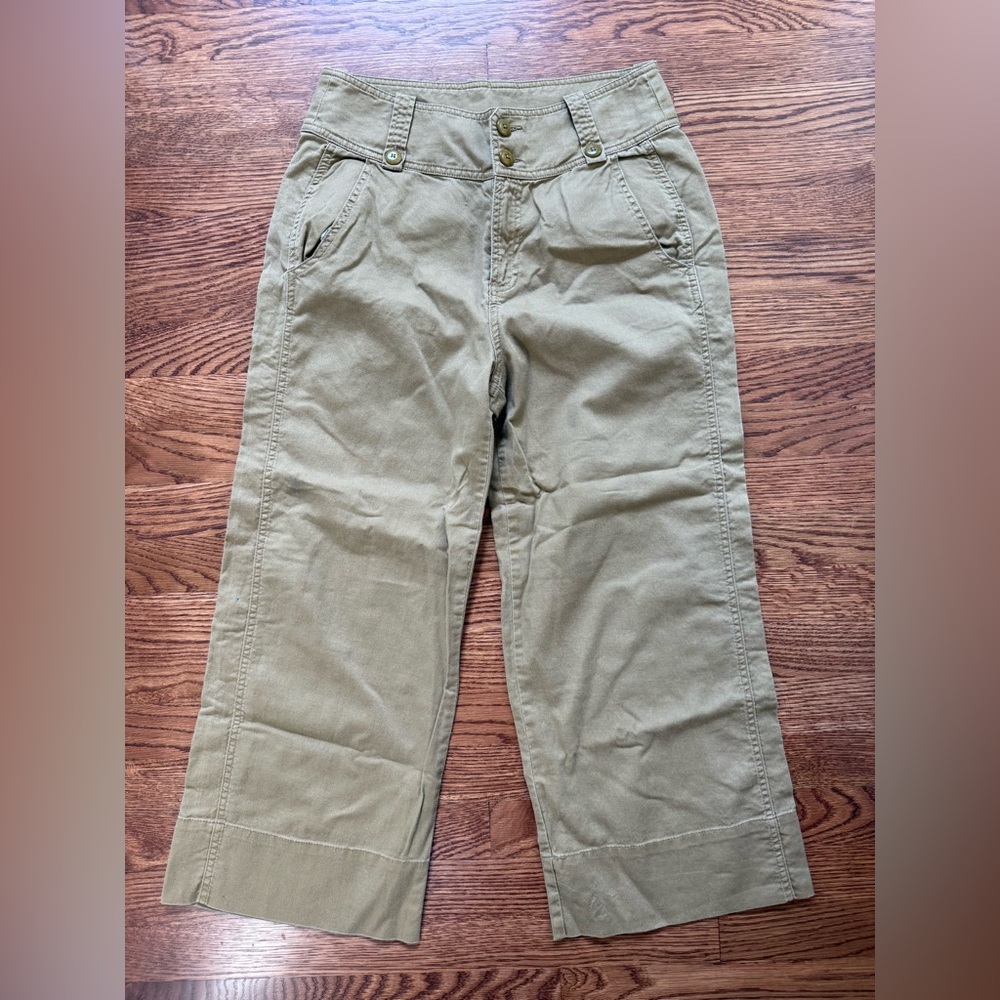 SUNDANCE Cropped Wide Leg Cotton Linen Pants Soft Comfy Boho‎ Feminine Baggy 8